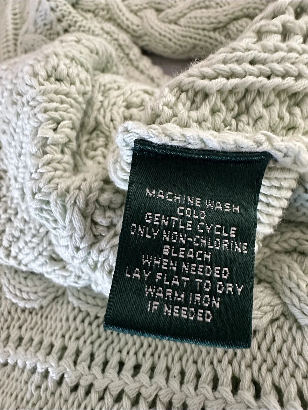 Ralph Lauren mint cotton Cable-Knit Crewneck tunic Sweater - Picture 5 of 7